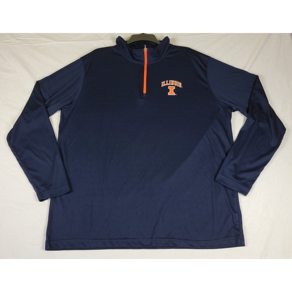 Stadium‎ Athletics Illinois Fighting Illini Mens XL Quarter Zip Pullover Navy